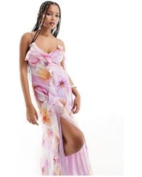 Mango - Vestido largo con estampado floral - Lyst