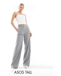 ASOS - Asos design tall - pantalon droit habillé coupe décontractée - gris rayé - Lyst