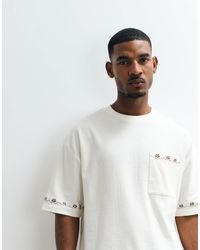 ASOS - Heavyweight Boxy Oversized T-Shirt With Embroidered Sleeves And Pocket - Lyst