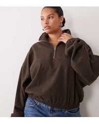 ASOS - Asos Design Curve Co-ord Brushed Half Zip Windbreaker Jacket - Lyst
