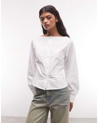 Collusion - Fitted Slash Neck Shirt With Balloon Sleeve - Lyst