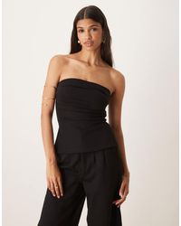 ASOS - – plissiertes, trägerloses oberteil aus ponte-stoff - Lyst