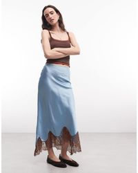 Reclaimed Vintage - Asymmetric Skirt With Lace - Lyst