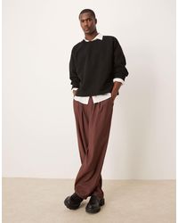 ASOS - Wide Leg Smart Trousers With Elasticated Back And Double Pleat - Lyst