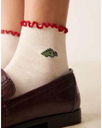 ASOS - Christmas Dinosaur Embroidered Socks - Lyst