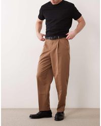 ASOS - Elegante Geplooide Ruimvallende Toelopende Broek - Lyst