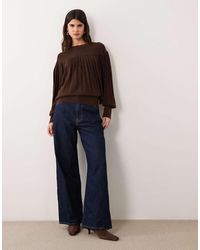 ASOS - Crew Neck Knitted Pleated Long Sleeve Jumper - Lyst