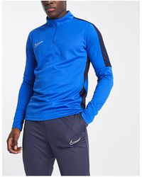 Nike Football - Camiseta deportiva azul real con media cremallera y diseño - Lyst