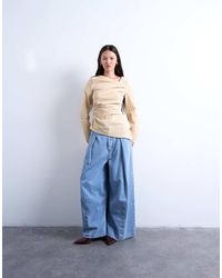 TOPSHOP - Drape Neck Long Sleeve Top - Lyst