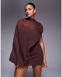 ASOS - High Neck Draped Asymmetric Mini Dress With Cut Out - Lyst