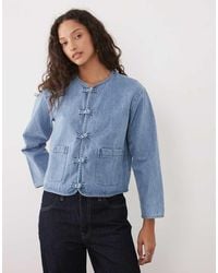 Mango - Teen 100% Cotton Collarless Denim Jacket - Lyst