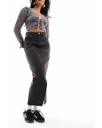 Monki - Jupe fendue mi-longue en jean - épuré délavé - Lyst