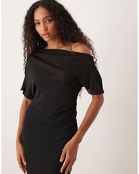 ASOS - Mesh Semi Sheer Ruched Off Shoulder Top - Lyst