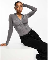 New Look - Slinky Long Sleeve Bodysuit - Lyst
