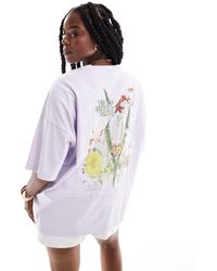 ASOS - Asos Design Curve Oversized T-shirt With Botanical Floral Graphic Back Print - Lyst