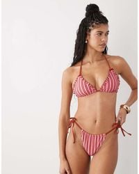 Reclaimed Vintage - Tie Side Bikini Bottom With Frills - Lyst