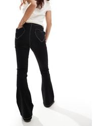 Don't Think Twice - Dtt Bianca High Waisted Wide Leg Disco Jeans With Heart Pocket Detail - Lyst