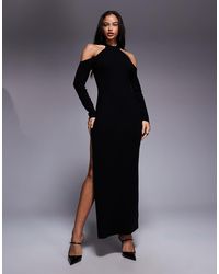 ASOS - Asos X The Sourced Collection Knitted Dress With Sheer Panel - Lyst