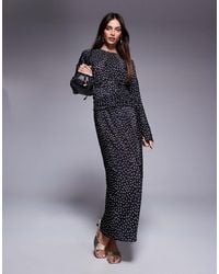 ASOS - Plisse High Neck Long Sleeve Wrap Waist Maxi Dress - Lyst