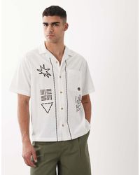 ASOS - Relaxed Shirt With Linen And Floral Embroidery - Lyst