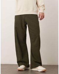 ASOS - Pantalones De Vestir Oscuro De Pernera Barrel Ancha De Sarga De Mezcla De Lana De - Lyst