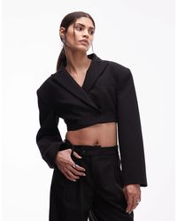 ASOS - Double Breasted Crop Boxy Tuxedo Blazer - Lyst
