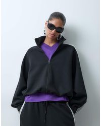 ASOS - Felpa Sportiva Premium Con Zip Frontale E Collo Alto A Imbuto - Lyst