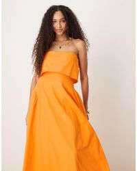 ASOS - Fold Over Bandeau Midi Dress With Godets - Lyst