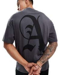 ADPT - Camiseta gris extragrande con estampado - Lyst