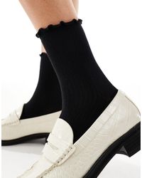 Pieces - Ribbed Frill Socks - Lyst