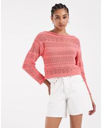 ASOS - Crochet Knit Boat Neck Sweater - Lyst