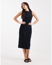 Levi's - Vestido Vaquero Midi Azul De Corte Recto De - Lyst