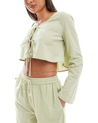 ASOS - Kayla Mix And Match Long Sleeve Tie Front Beach Top - Lyst
