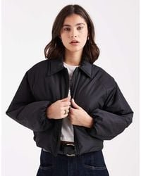 Brave Soul - Short Padded Bomber Jacket With Collar - Lyst
