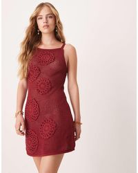 ASOS - Knitted Mini Dress With Crochet Applique - Lyst