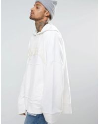 Granted Super Oversized Grunge Hoodie With Extra Long Sleeves - White