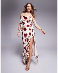 Love Triangle - Robe longue à volants et dos ouvert - imprimé roses - Lyst