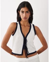 Mango - Nati Cotton Mix Knitted Tie Front Sleeveless Top Co-Ord - Lyst