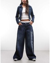 Juicy Couture - Straight Leg Diamante Logo Low Rise Jeans - Lyst