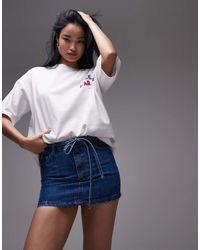 TOPSHOP - Minifalda Muy Corta Vaquera Añil Con Lazada Anudada De - Lyst