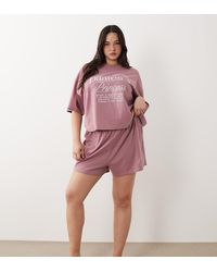 ASOS - Asos Design Curve Pilates Princess Graphic Tee And Short Pyjama Set - Lyst
