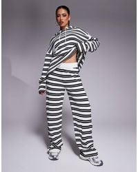 ASOS - Pantalon d'ensemble large en maille à rayures - noir et blanc - Lyst