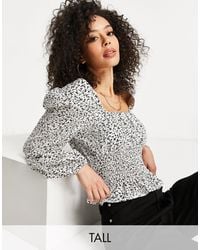 Missguided Puff Sleeve Blouse With Gathered Waist - White
