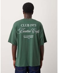 SELECTED - Heavyweight Oversized T-shirt With Club Print - Lyst