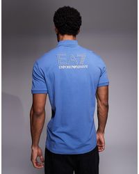EA7 - Polo Azul Con Logo De Armani - Lyst