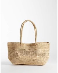 Mango - 100% Straw Handbag - Lyst
