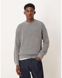 ASOS - Relaxed Long Sleeve Knitted Crew Neck Rib Jumper - Lyst