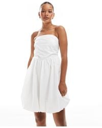 ONLY - Vestido Corto Con Escote Palabra De Honor Y Bajo Abullonado De - Lyst