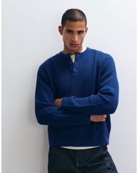 ASOS - Relaxed Textured Waffle Henley - Lyst