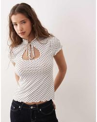 Miss Selfridge - Cap Sleeve Keyhole Top - Lyst